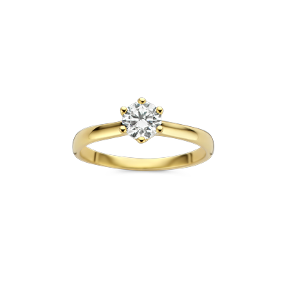 Ring entourage geel goud met 0.50ct diamant