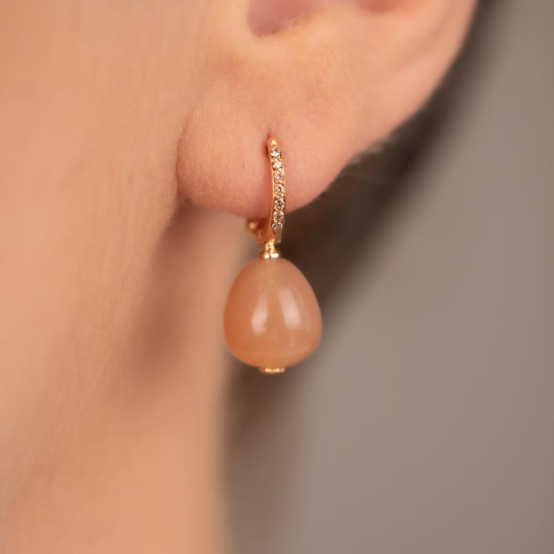 Oorbellen · Brusi CHERRY · met maansteen en diamant