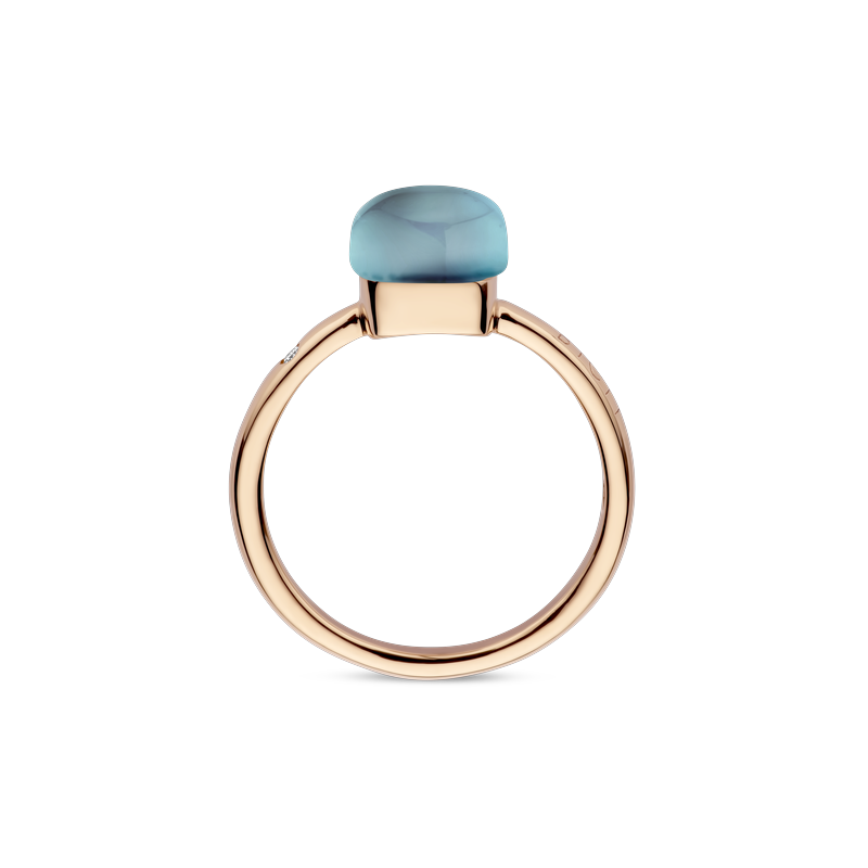 Ring small · Bigli MINI SWEETY · met London Blue topaas en parelmoer (London Blue Lake)