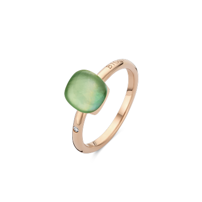 Ring small · Bigli MINI SWEETY · met citroenkwarts, groene aventurijn en parelmoer (Green Aventurine For Ever)