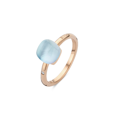 Ring small · Bigli MINI SWEETY · met bergkristal, parelmoer en turkoois (Rock Crystal Blues)