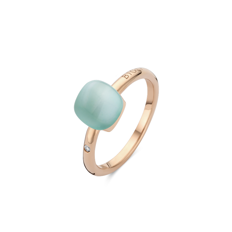 Ring small · Bigli MINI SWEETY · met agaat, bergkristal en parelmoer (Turquoise Sea)