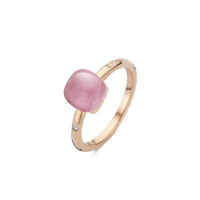 Ring small · Bigli MINI SWEETY · met rozekwarts, robijn en parelmoer (Pink Quartz Pastel)