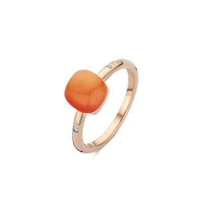 Ring small · Bigli MINI SWEETY · met koraal en melkkwarts (Soft Coral)