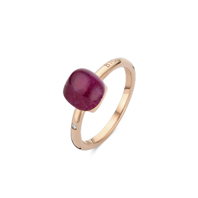 Ring small · Bigli MINI SWEETY · met amethist, robijn en parelmoer (Amethyst Blush)