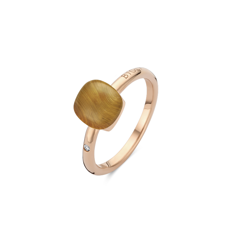 Ring small · Bigli MINI SWEETY· met bergkristal en tijgeroog (The Eye Of The Tiger)