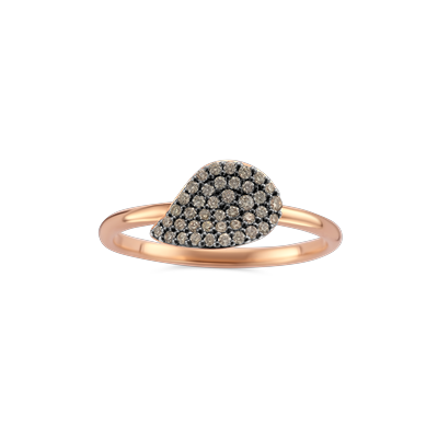 Ring · Bigli Mini Leaves · met bruine diamant en zwarte rhodium