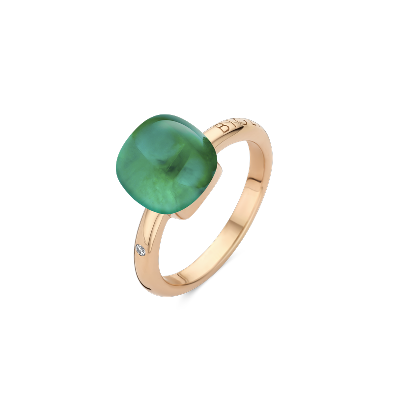 Ring · Bigli MINI SWEETY · met smaragd, bergkristal en parelmoer (Emerald Green)