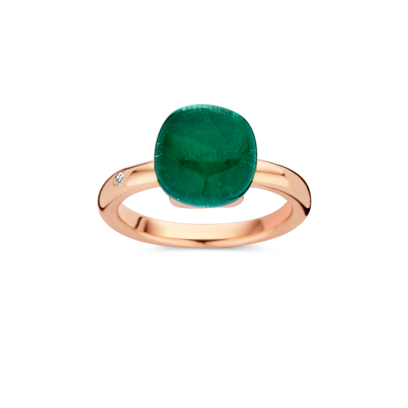 Ring · Bigli MINI SWEETY · met smaragd, bergkristal en parelmoer (Emerald Green)