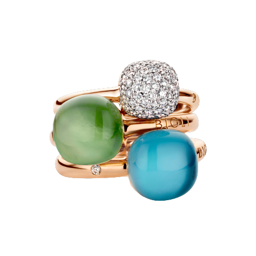 Ring · Bigli MINI SWEETY · met blauwe topaas, parelmoer en turkoois (Eclectic Blue)