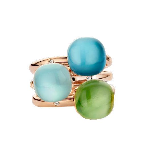Ring · Bigli MINI SWEETY · met turkoois, bergkristal en parelmoer (Rock Crystal Blues)