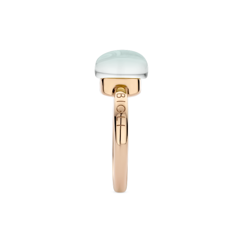 Ring · Bigli MINI SWEETY · met bergkristal, groene agaat en parelmoer (Turquoise Sea)