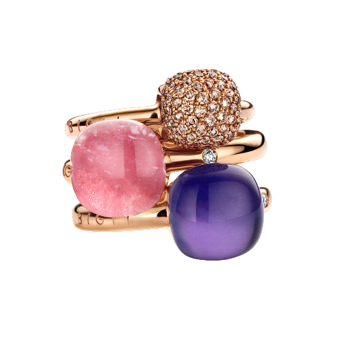 Ring · Bigli MINI SWEETY · met amethist, lapis en parelmoer (Lapis Night)