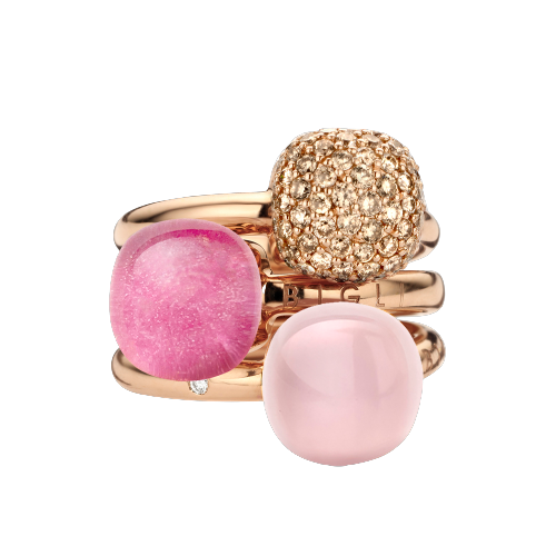 Ring · Bigli MINI SWEETY · met roze kwarts en parelmoer (Pink Quartz So Lovely)
