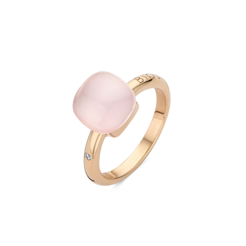 Ring · Bigli MINI SWEETY · met roze kwarts en parelmoer (Pink Quartz So Lovely)