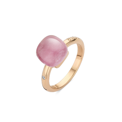 Ring · Bigli MINI SWEETY · met robijn, roze kwarts en parelmoer (Pink Quartz Pastel)