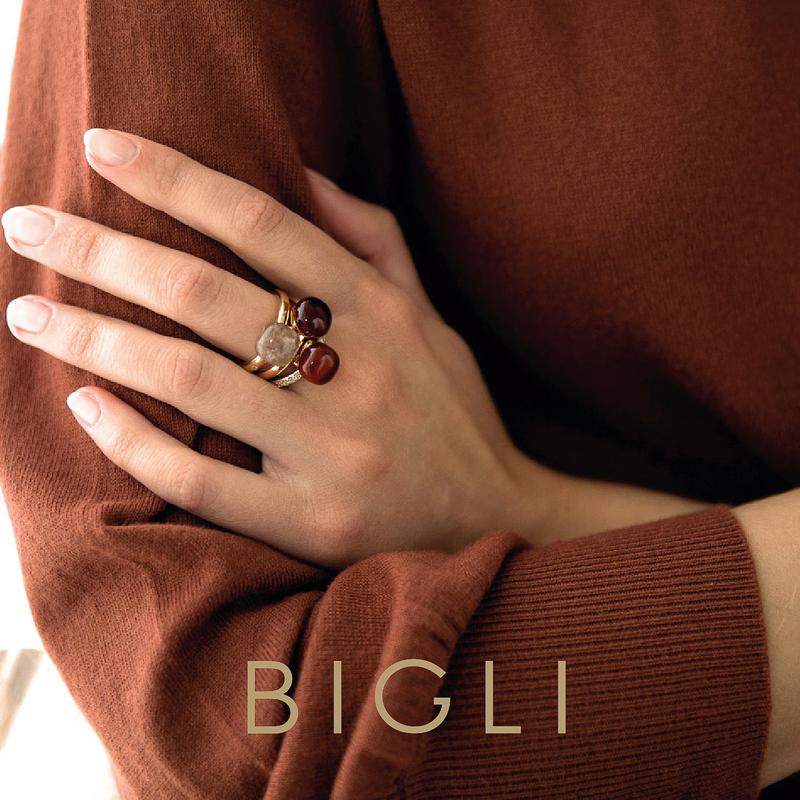 Ring · Bigli MINI SWEETY · met granaat en parelmoer (Garnet Love)