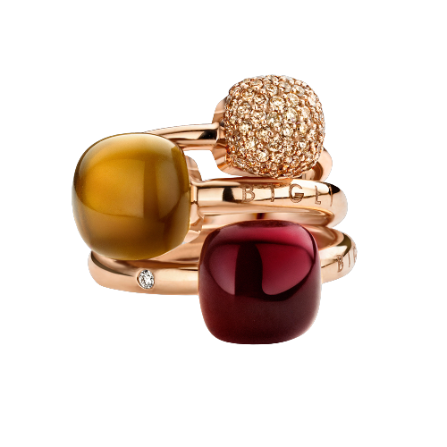 Ring · Bigli MINI SWEETY · met granaat en parelmoer (Garnet Love)