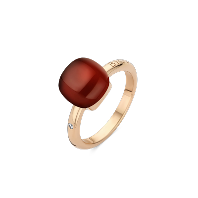 Ring · Bigli MINI SWEETY · met rookkwarts en koraal (Burned Coral)