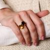 Ring · Bigli MINI SWEETY · met rookkwarts en parelmoer (Vintage Cognac)