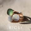 Ring · Bigli MINI SWEETY · met bergkristal en parelmoer (Crystal Clear White)