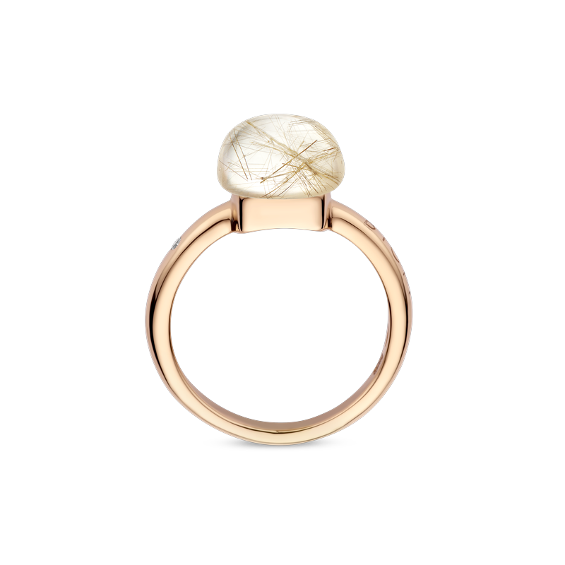 Ring · Bigli MINI SWEETY · met rutielkwarts en witte parelmoer (Quartz Rutile Moonshine)