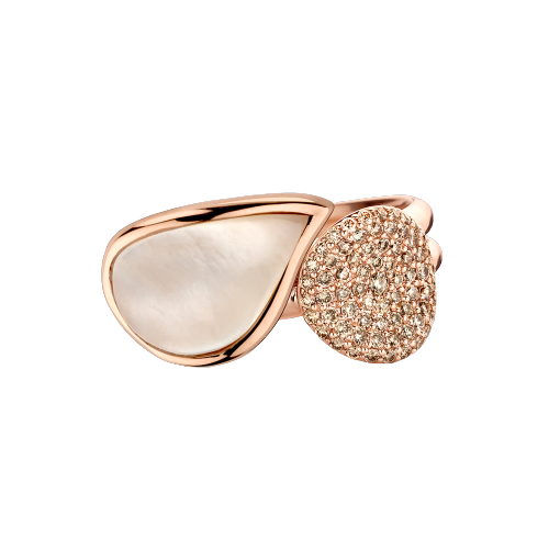 Ring · Bigli MINI LEAVES · met parelmoer