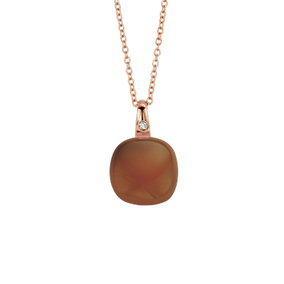Halsketting groot · Bigli MINI SWEETY · rookkwarts, oranje agaat en parelmoer (Orange agate sunset)