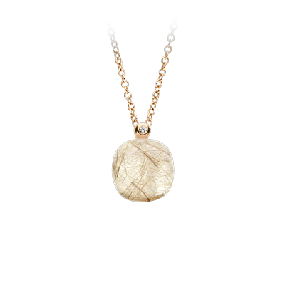 Halsketting · Bigli MINI SWEETY · met rutielkwarts en witte parelmoer (Quartz Rutile Moonshine)