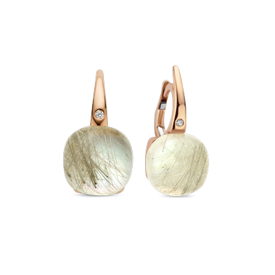 Oorbellen · Bigli MINI SWEETY · met rutielkwarts en witte parelmoer (Quartz Rutile Moonshine)