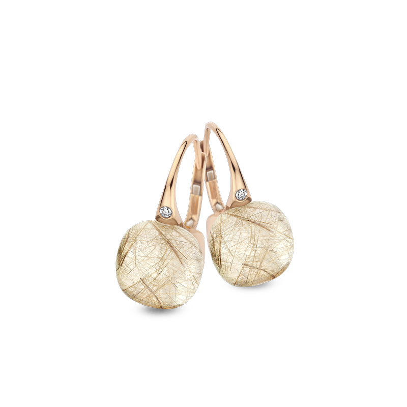 Oorbellen · Bigli MINI SWEETY · met rutielkwarts en witte parelmoer (Quartz Rutile Moonshine)