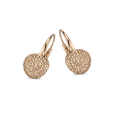 Oorbellen · Bigli MINI WAVES · met 0.74ct bruine diamant