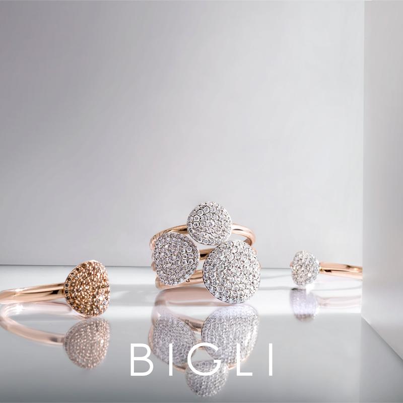 Ring · Bigli Mini Waves · met witte diamant