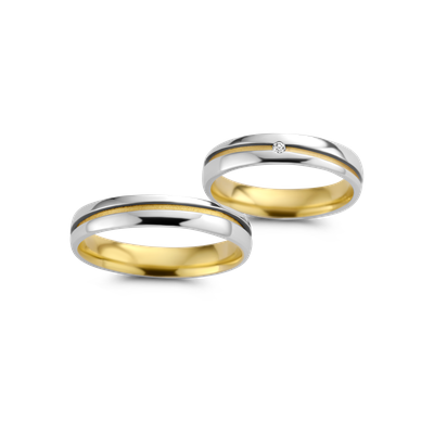 Trouwringen Dora 18kt bicolor met diamant