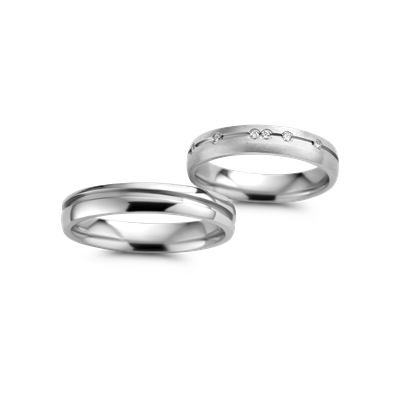 Trouwringen Dora 18 karaat wit goud met diamant