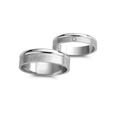 Trouwringen Dora 18kt witgoud met diamant