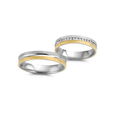 Trouwringen Dora 18kt bicolor met diamant