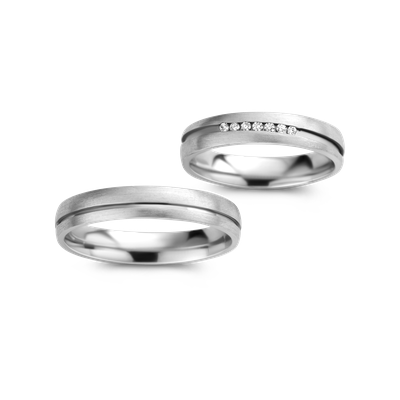 Trouwringen Dora 18kt witgoud met diamant