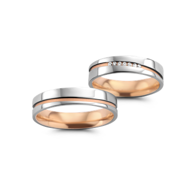 Trouwringen Dora 18kt bicolor met diamant