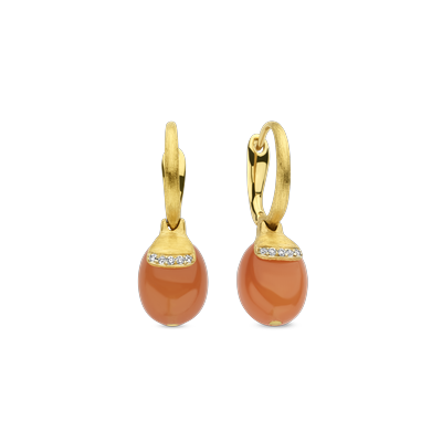 Oorbellen piccoli · Nanis PETRA · met oranje aventurijn en diamant