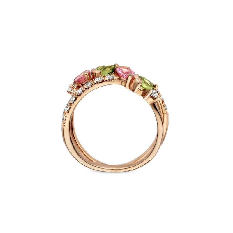 Ring rosé goud met saffier en diamant