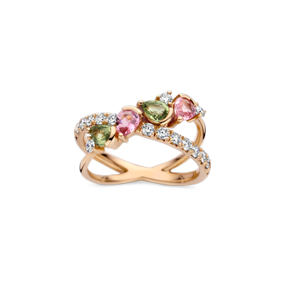 Ring rosé goud met saffier en diamant