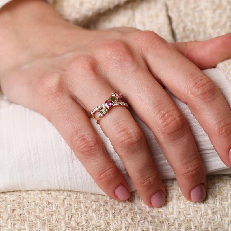 Ring rosé goud met saffier en diamant