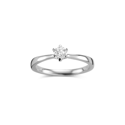 Ring solitaire wit goud met 0.34ct diamant
