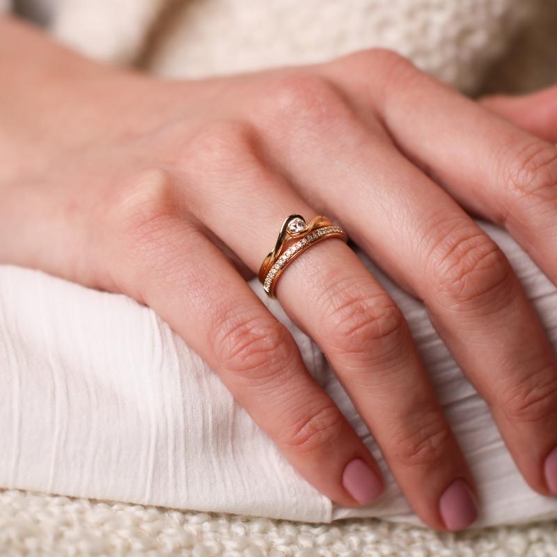 Ring alliance geel goud met 0.16ct diamant