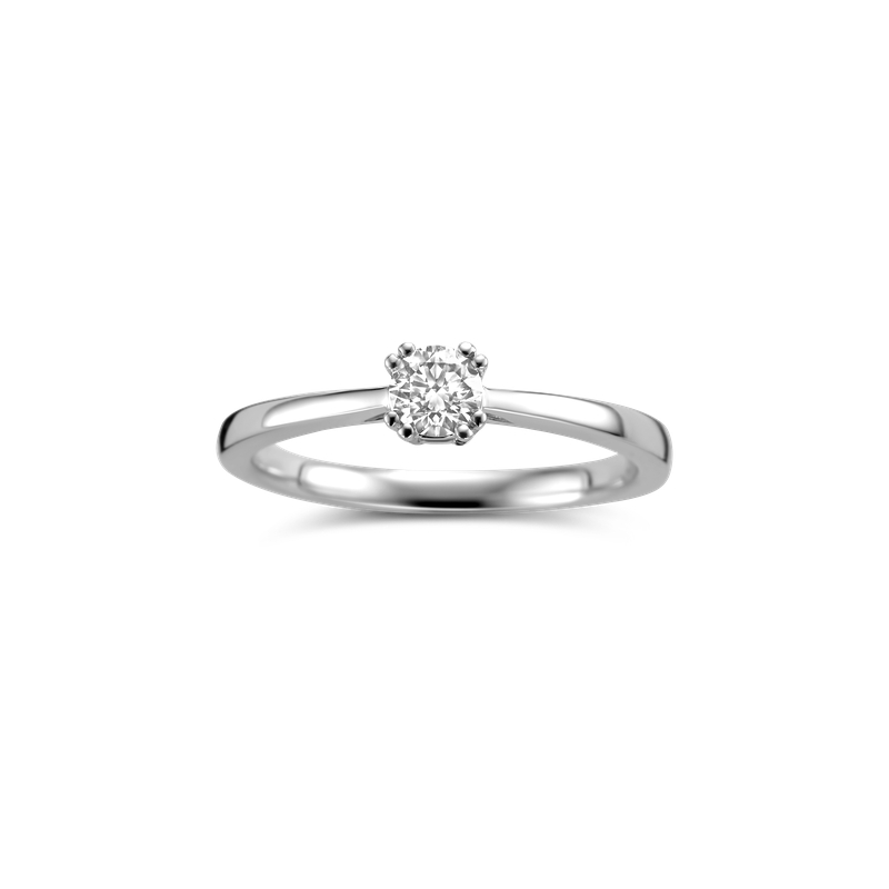 Ring solitaire wit goud met 0.23ct diamant