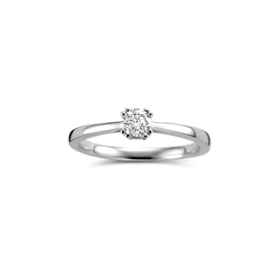 Ring solitaire wit goud met 0.23ct diamant