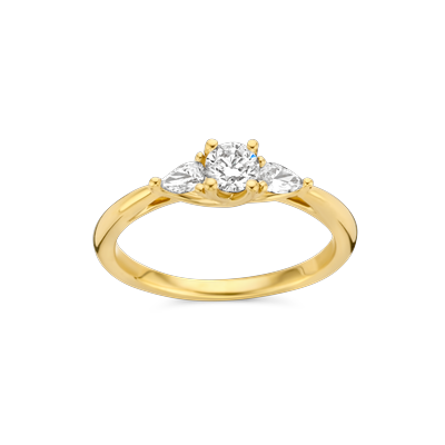 Ring trilogie geel goud met 0.49ct diamant