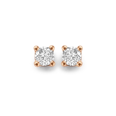 Oorstekers rosé goud met 0.21ct diamant