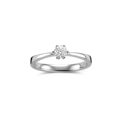 Ring solitaire wit goud met 0.25ct diamant